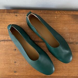 Everlane Womens Buttery Italian Leather Day Glove Flats Dark Ivy Green Size 9